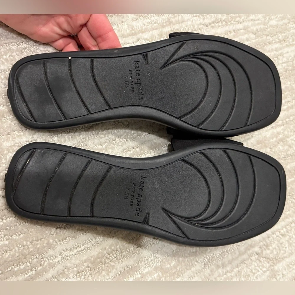 Kate Spade New York Black Bikini Bow Flat Sandal Slides Size 7.5 - Picture 5 of 10